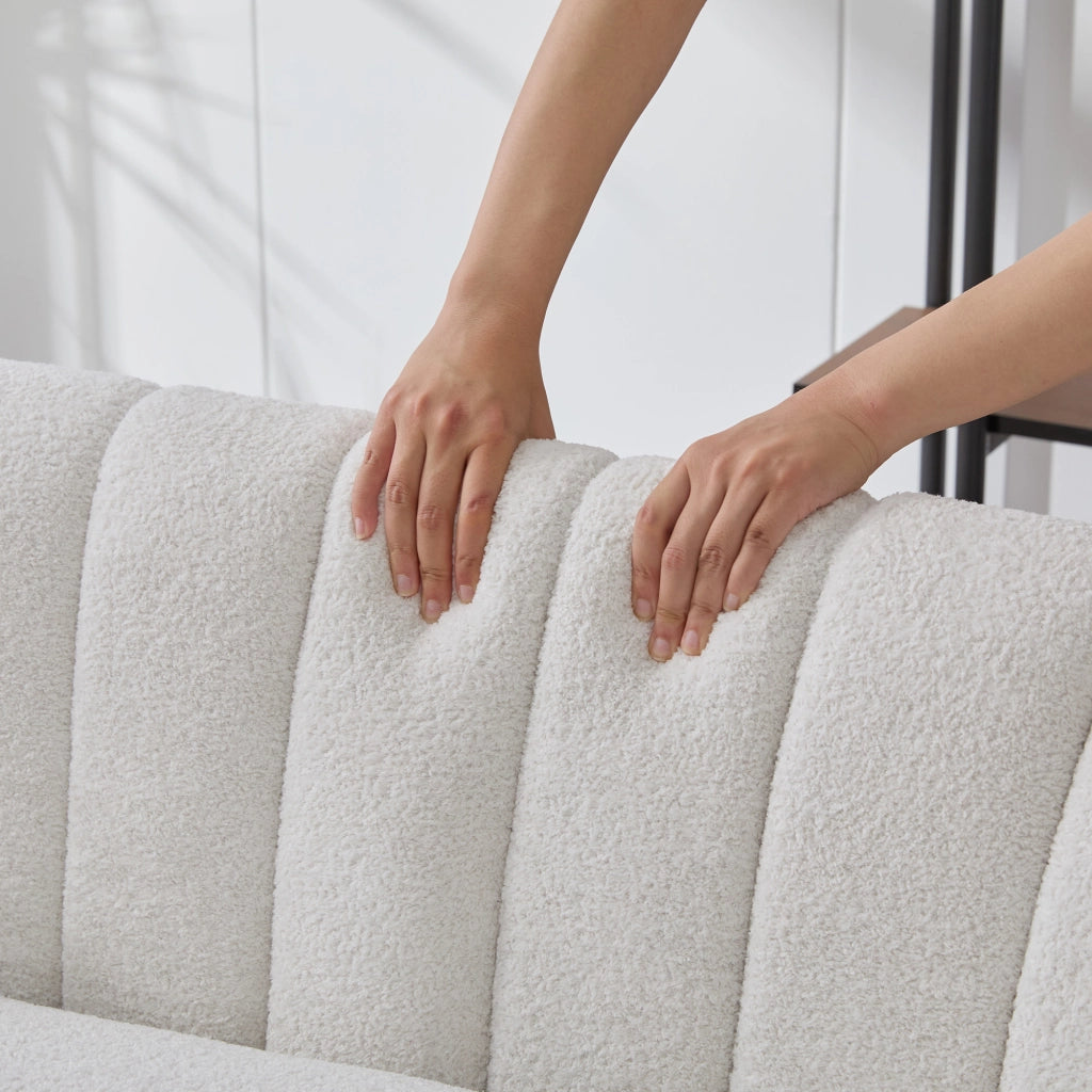 Divano 2 Posti Chaise Longue in Velluto con Gambe in Metallo ¨C MINIMAL ¨C Avorio