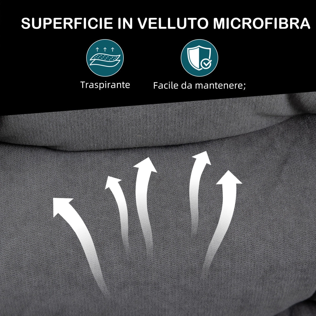 Poltrona Girevole Velluto Massaggiante con Schienale Regolabile ¨C zephmum ¨C Grigio 62x70x95