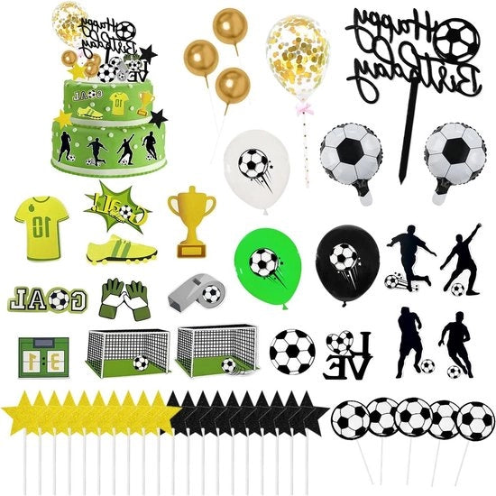 Set di decorazioni da tavola per partita di calcio completo da 51 pezzi, decorazione per festa di compleanno, adatta per tema di partita di calcio e festa di calcio.