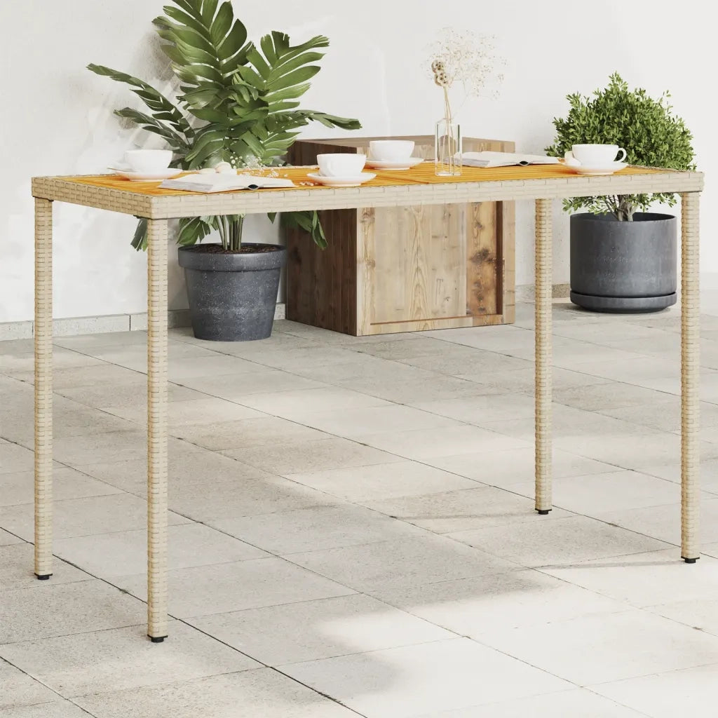 Tavolo Giardino | Tavolino da esterno Piano Legno Acacia Beige 115x54x74cm Polyrattan