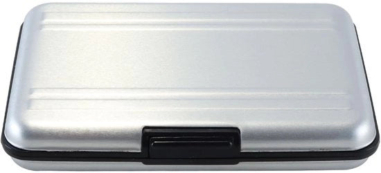 Porta schede di memoria - Casella portatile - Protezione impermeabile e shockassorbente in alluminio - 8 slot - Design compatto e grigio argento - Leggero - Scheda SD