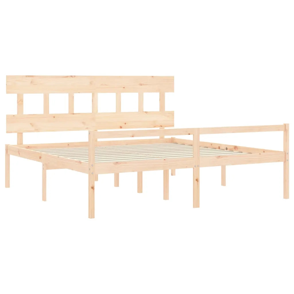 Letto per Anziani con Testiera-Struttura Letto per Anziani 200x200 cm in Legno Massello 955507