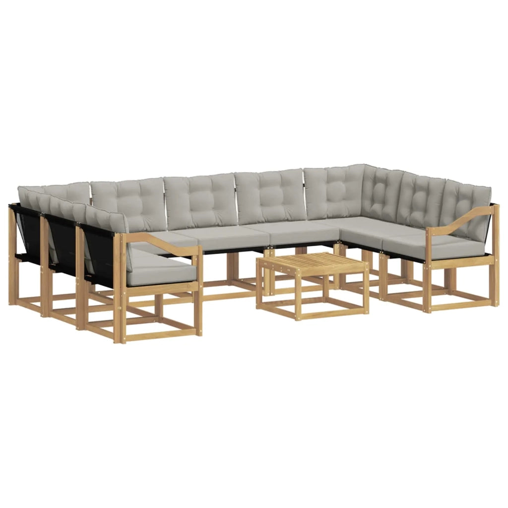 Set di divani da esterno 10 pz Bianco e Grigio Chiaro 3389893