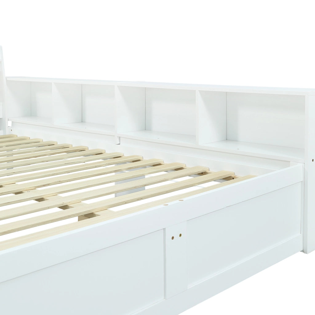 Letto matrimoniale 140x200 cm con contenitori laterali, cassetti, luci e presa di ricarica