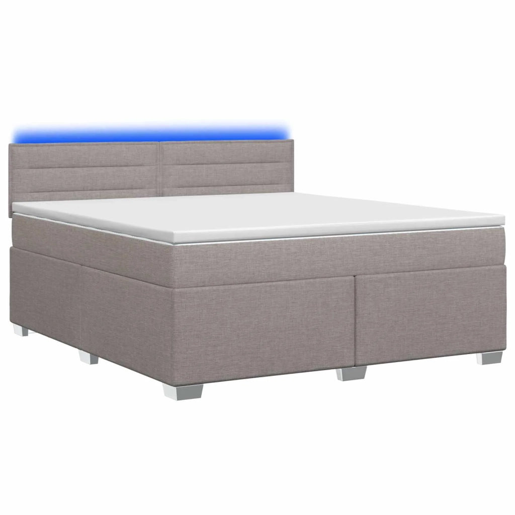 Letto con Box Spring, Materasso e LED Tortora 160 x 200 cm 3451977
