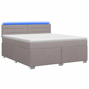 Letto con Box Spring, Materasso e LED Tortora 160 x 200 cm 3451977