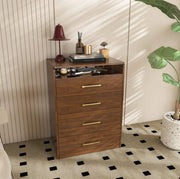 Toeletta 3 in 1 con specchio apribile e piano in vetro; MDF; noce