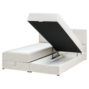 Letto matrimoniale Imbottito Tessuto bianco sporco 160 x 200 cm Con Testiera Trapuntata