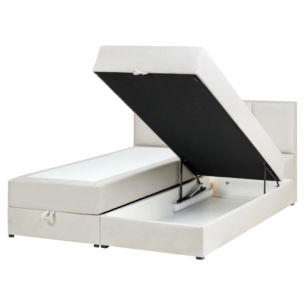 Letto matrimoniale Imbottito Tessuto bianco sporco 160 x 200 cm Con Testiera Trapuntata