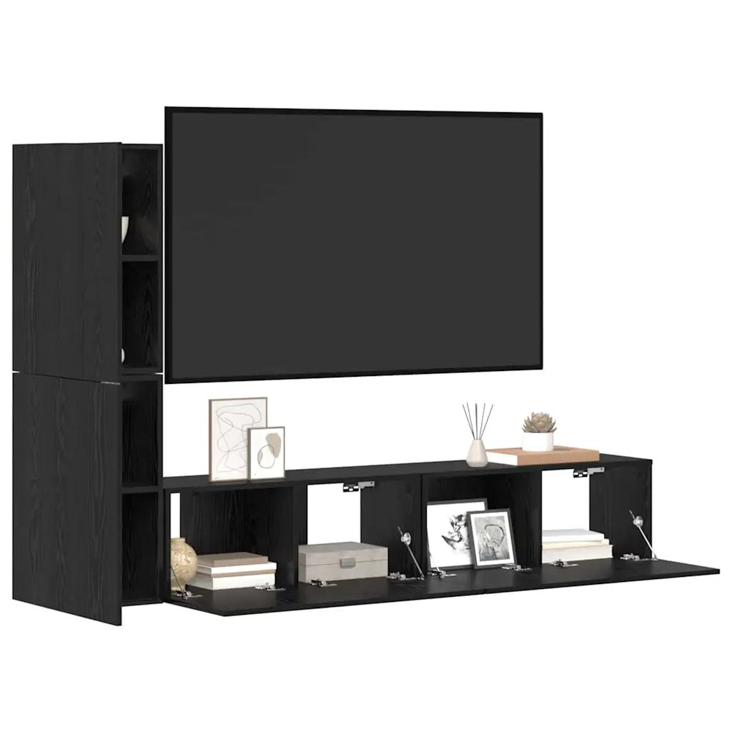 Mobile TV da Parete 2 pcs Rovere Nero Legno multistrato 3393271
