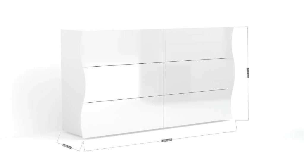 Mobile comò ONDA L 155 x H 81.5 x P 40 cm bianco lucido