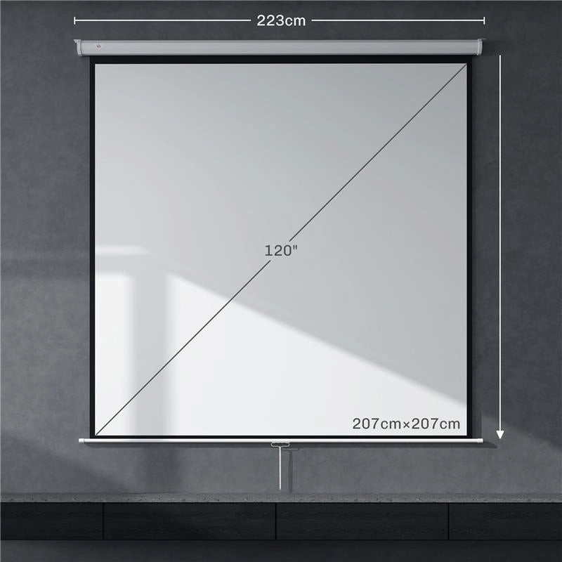 SCHERMO PER PROIETTORE 120" FORMATO 1:1 ANGOLO DI 160° E MONTAGGIO A SOFFITTO O PARETE