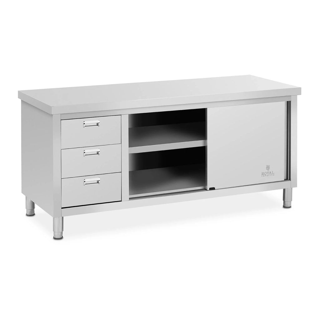 Mobile base in acciaio inox 180 x 70 x 85 cm portata 600 kg 3 cassetti professionale 14_0005093