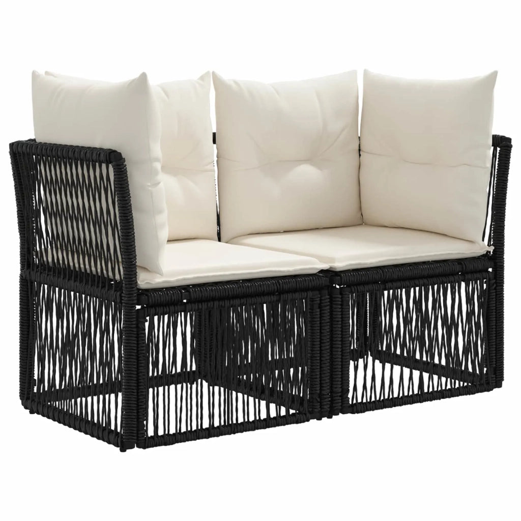 Set Divano da Giardino 13 pz Nero e Bianco Crema polyrattan 3437011