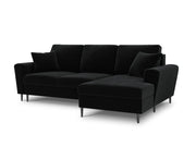 Cosmopolitan Design - Divano convertibile angolare destro con contenitore "Kyoto" 4 posti in velluto nero 