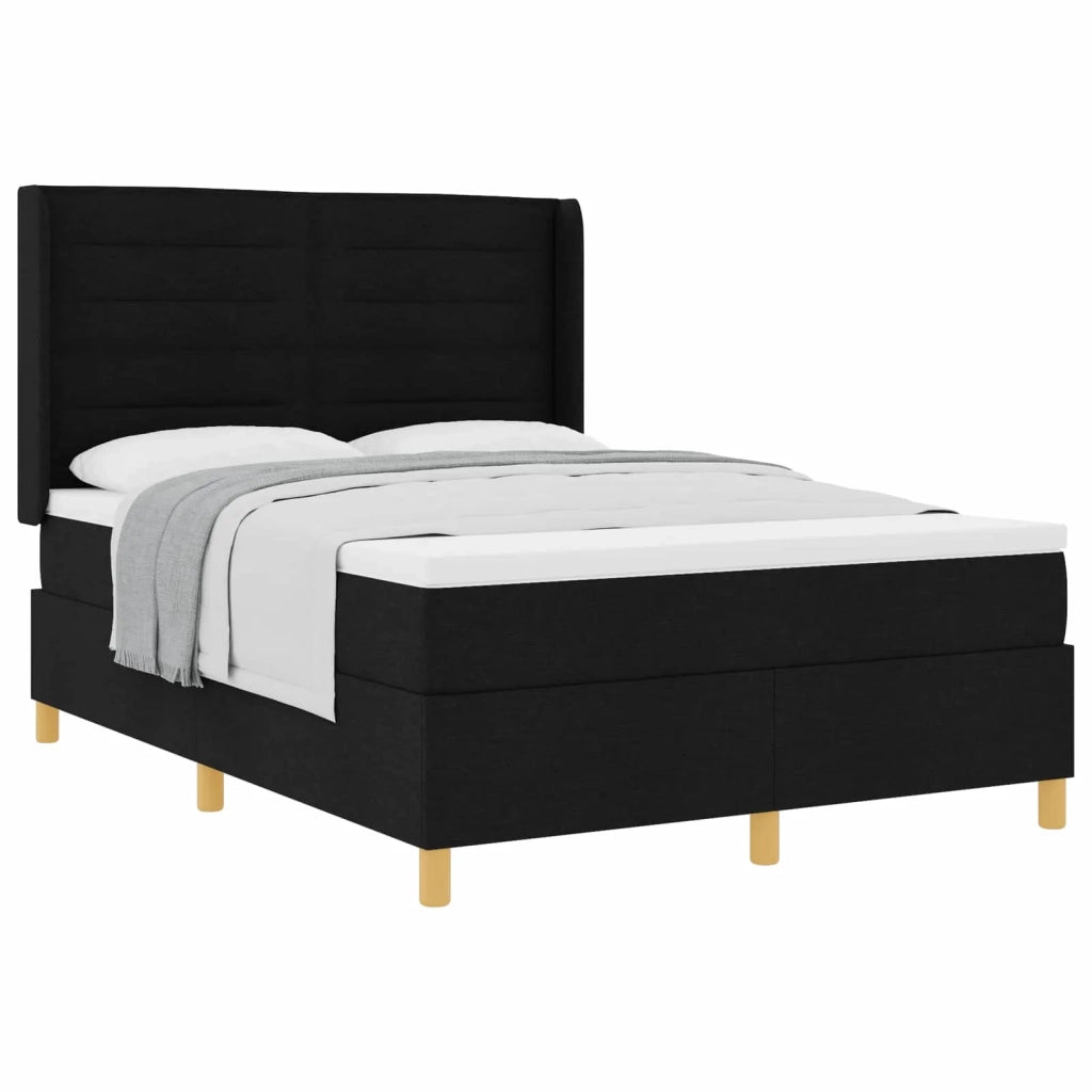 Letto a molle con materasso Nero 140 x 190 cm Tessuto