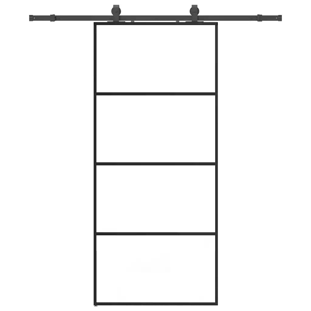 Porta Scorrevole con Ferramenta Nera 90x205 cm in Vetro ESG 3375798