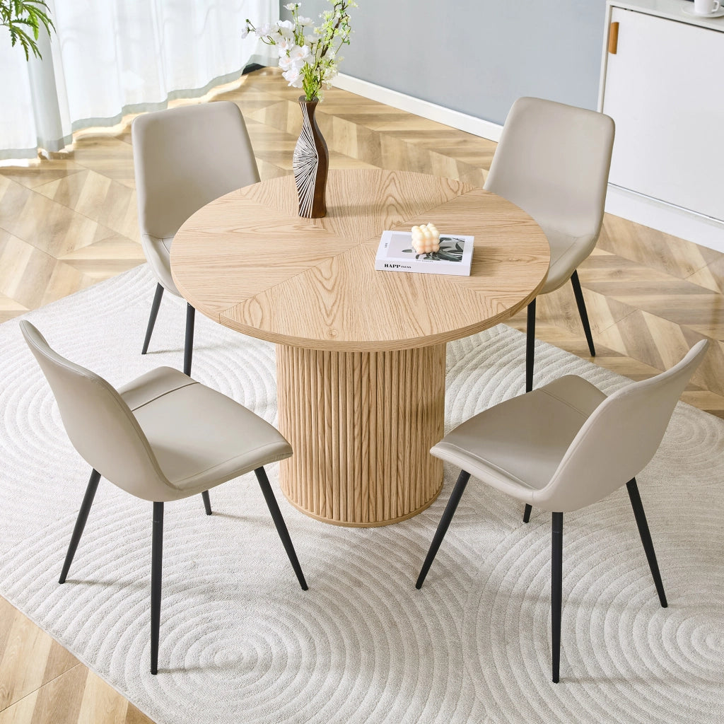 Tavolo da pranzo per 4 persone rotondo in MDF con base in metallo, per sala da pranzo e cucina, 100 cm