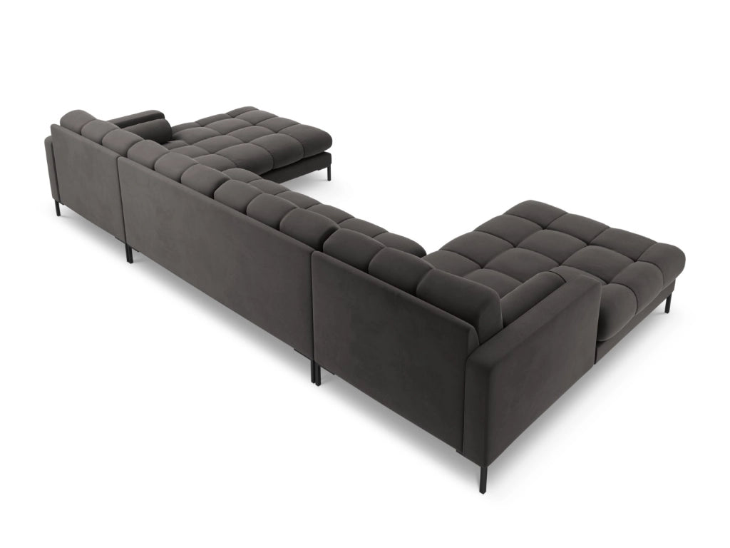 Cosmopolitan Design - Divano panoramico "Bali" 7 posti in velluto grigio scuro 