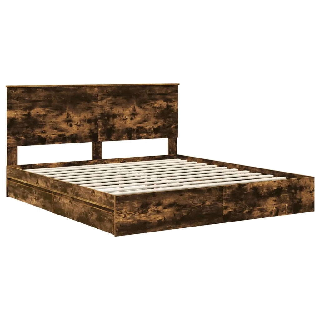 Letto con Contenitore con testiera Rovere fumé 180 x 200 cm 3409528