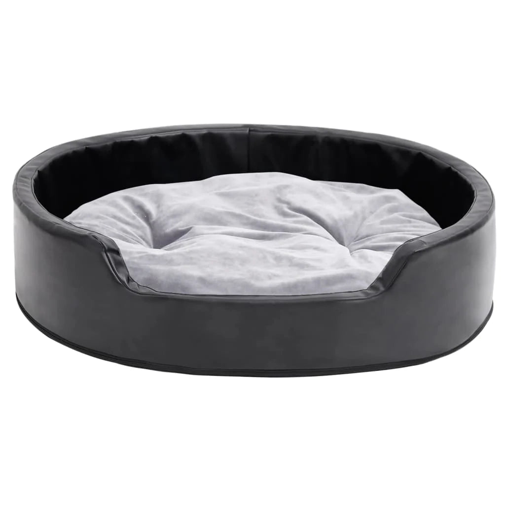 Cuccia per cani 79 x 70 x 19 cm in peluche e similpelle nera 02_0043227