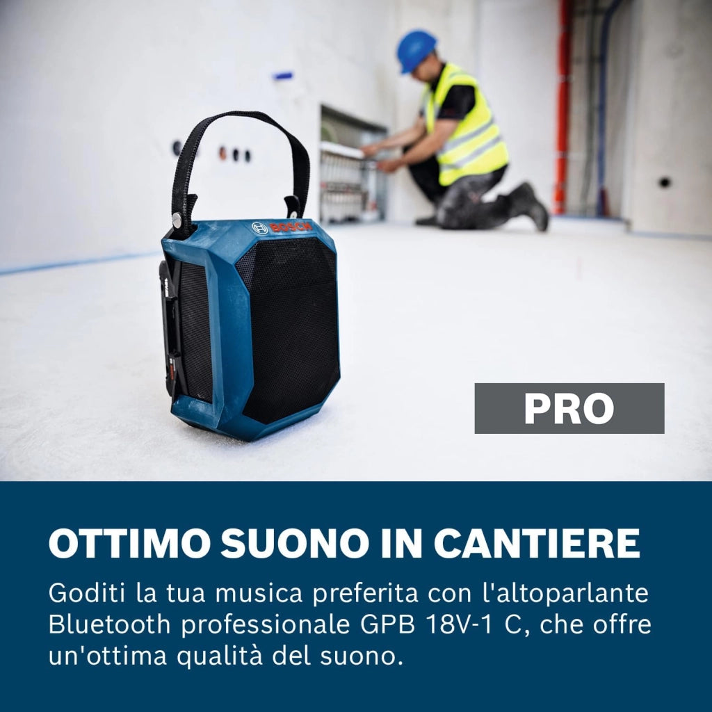 Bosch Professional 18V System Altoparlante Bluetooth a batteria GPB 18V-1 C