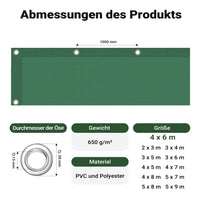 Telone occhiellato verde 4 x 6 m resistente alle intemperie e a raggi UV, impermeabile, robusto telo di protezione in poliestere 650 g/m² con rivestimento in PVC