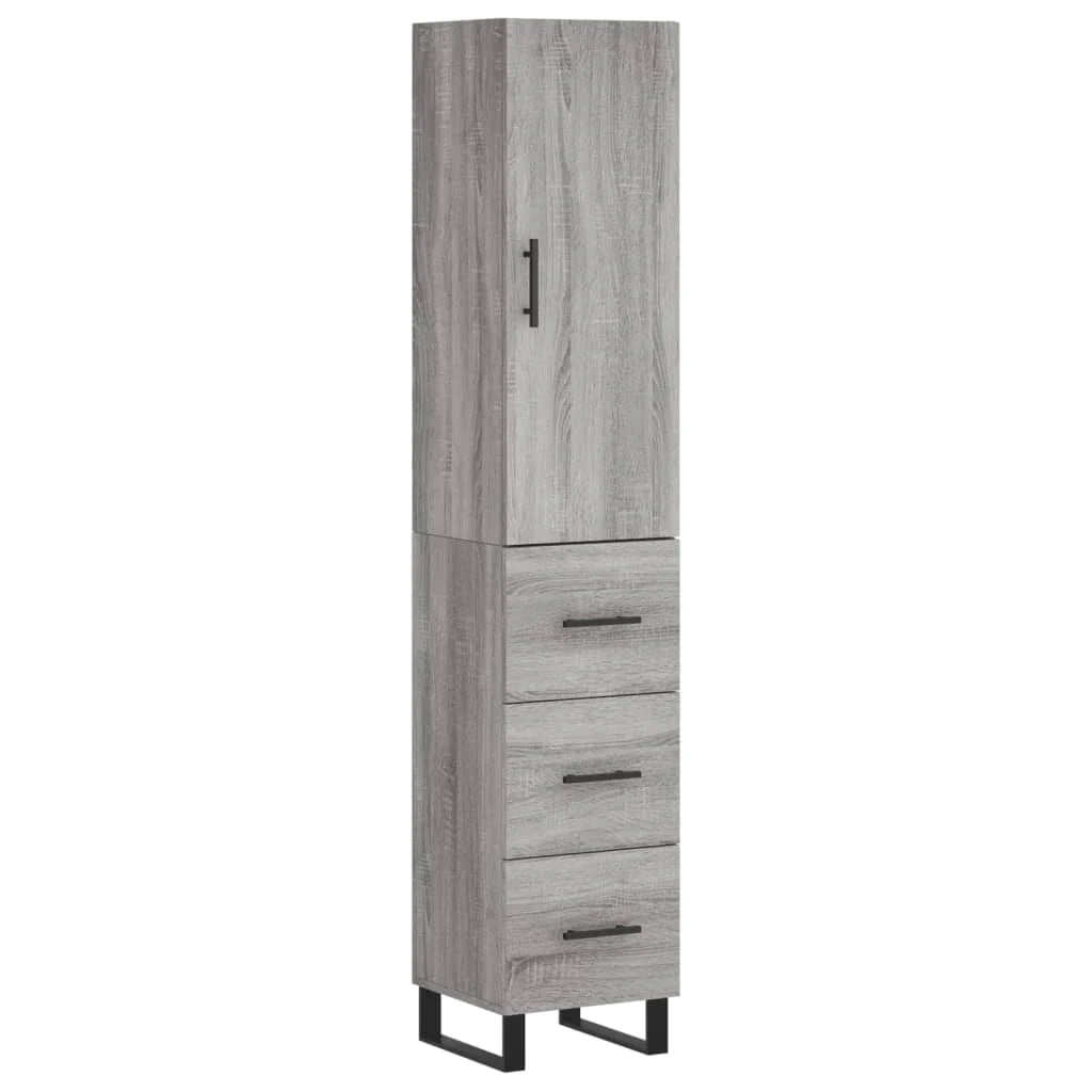 Buffet credenza cassettiera armadio mobile contenitore organizer cucina soggiorno salotto rovere Sonoma alto 34,5 x 34 x 180 cm legno ingegnerizzato grigio 02_0035305