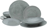 Servizio da Tavola in Pietra - 12 Piatti in Grigio - Serie 33068