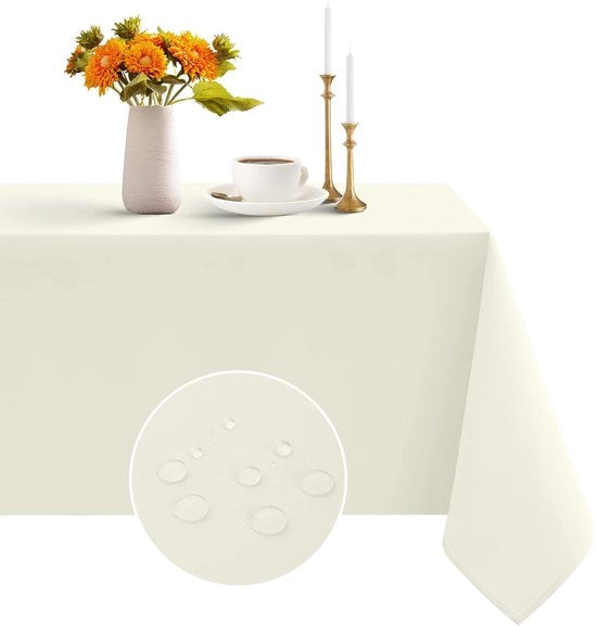 Tappeto per tavolo beige 140x140 cm esterno impermeabile quadrato tappeto per tavolo decorativo per compleanni, feste, giardino, primavera, estate, terrazza, matrimoni, Pasqua