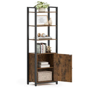 Libreria verticale a 6 ripiani con anta struttura in metallo ripiani regolabili 24 x 40 x 159,5 cm per soggiorno/camera da letto marrone 12_0004283