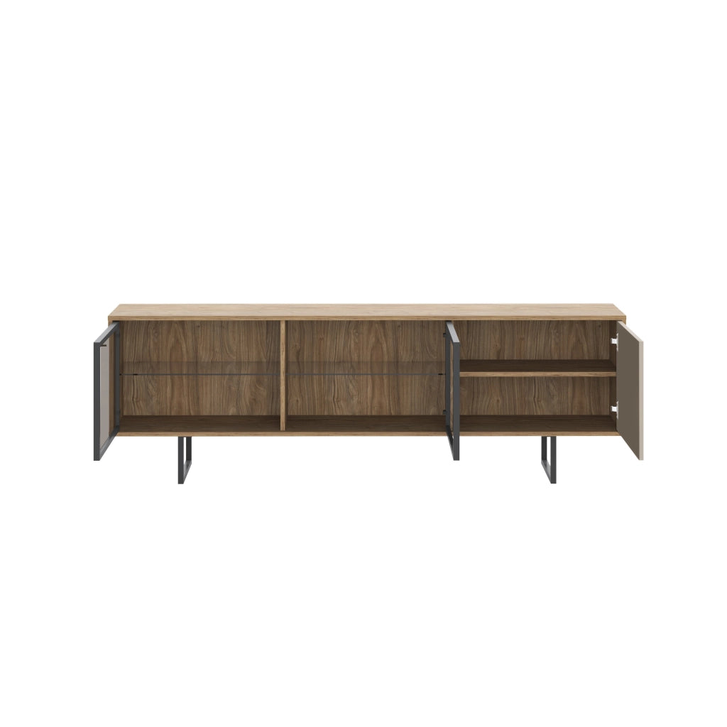 Serrata, Mobile Porta tv Cassetti, 185x40x60h cm Marrone Rovere