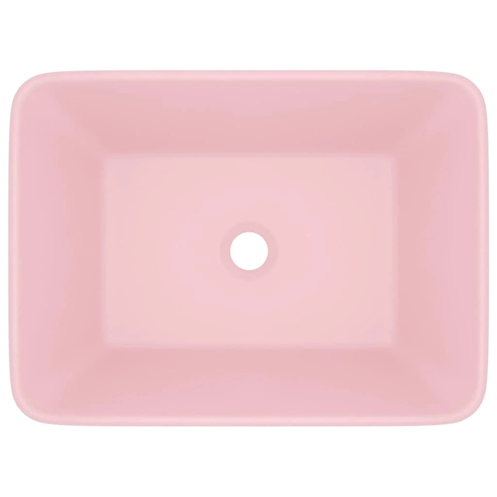 Lavabo da appoggio di lusso lavabo da bagno mobiletto rettangolare 41 x 30 cm ceramica rosa opaca 02_0002785