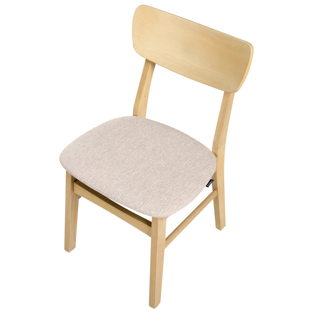 Set di 2 sedie da pranzo Struttura in legno di gomma scuro Seduta in tessuto poliestere grigio chiaro Design retrò senza braccioli