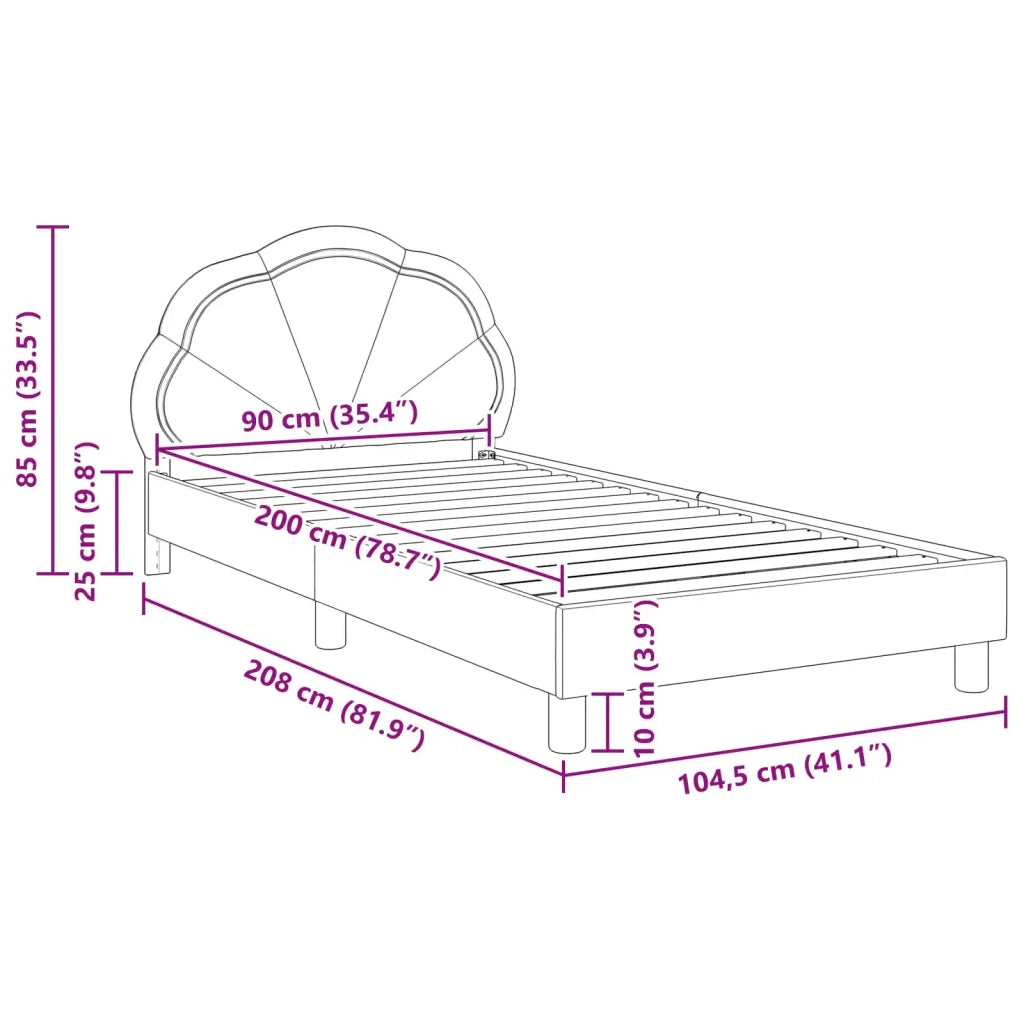 Struttura letto bambini con testata-Giroletto per bambini Rosa 90 x 200 cm Velluto 811750