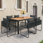Set da Pranzo da Giardino 7 pz in Rattan PVC Nero e Marrone 3060109