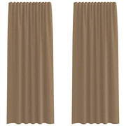 Tende in Voile con Tasche per Aste 2 pz Marrone Chiaro