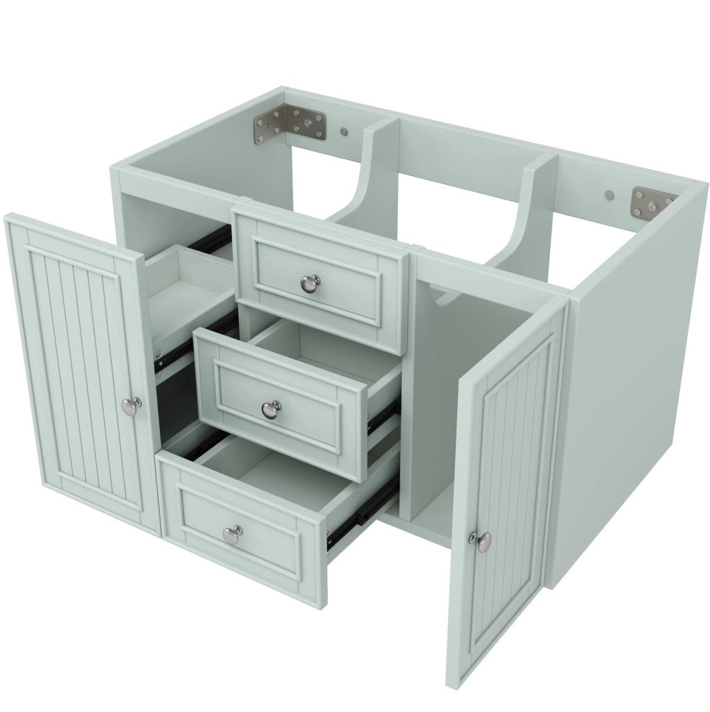 Mobile sospeso verde per lavabo con cassetti e vano laterale 78,5 cm