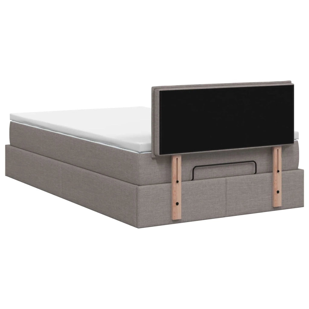 Letto ottomano con materasso Tortora 120 x 200 cm Tessuto 3456403