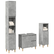 Set Mobili da Bagno 3 pz Grigio Cemento in Legno Multistrato 3324945