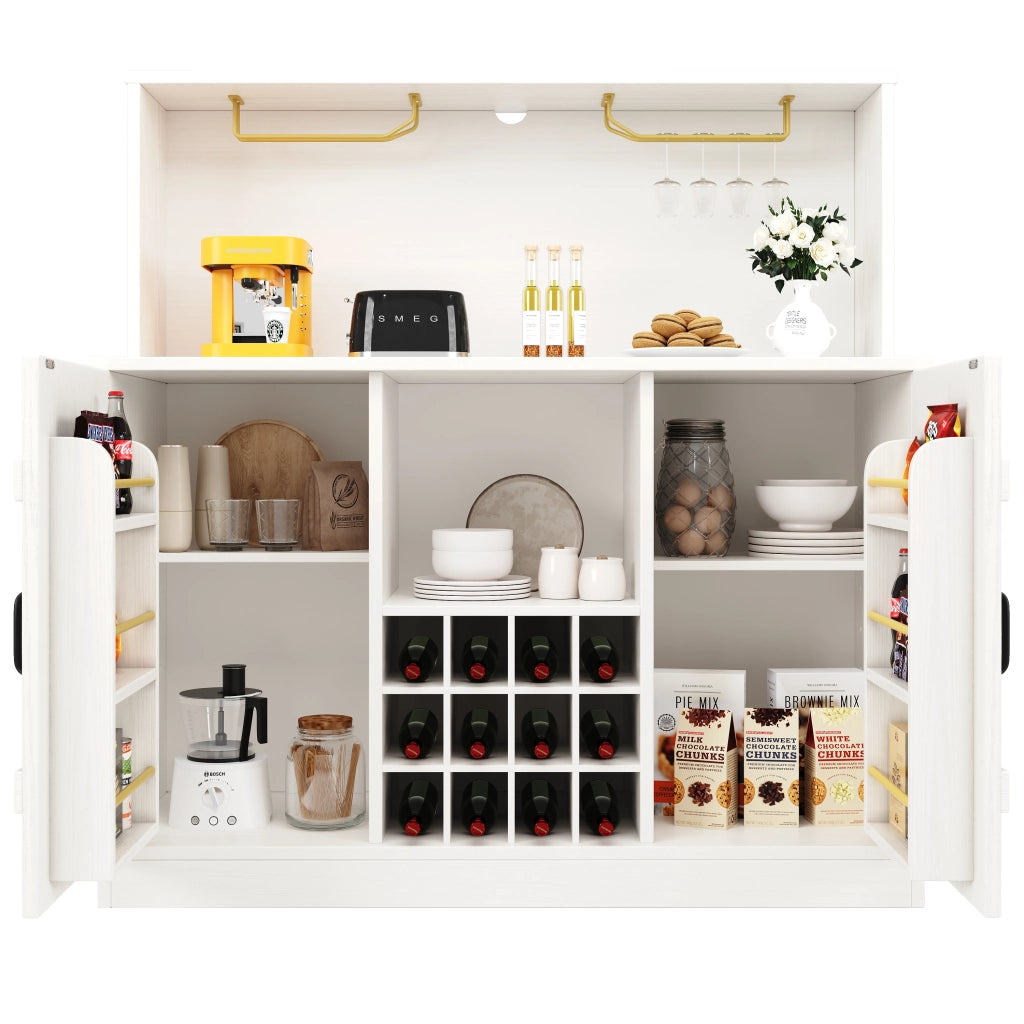 Credenza ¨C MINIMAL ¨C Bianco con Decoro Nero, Legno, Divisorio, 120x40x120