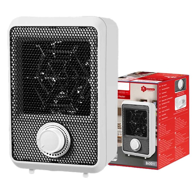 Mini Termoventilatore Elettrico 600W Termostato Regolabile con Protezione Anti Surriscaldamento Colore Bianco