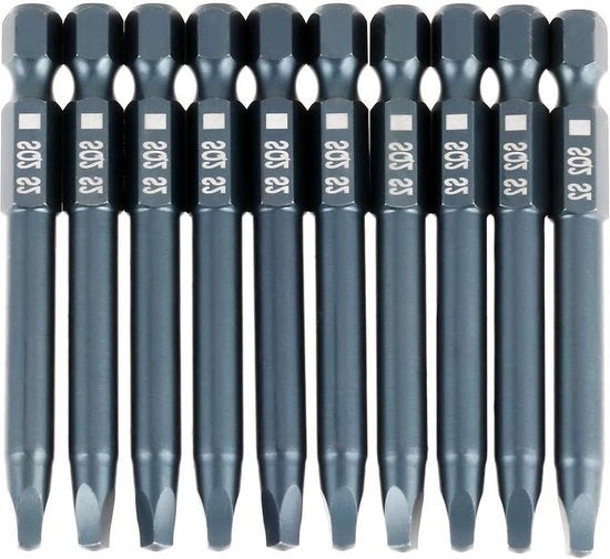 Set di Bit per Chiave a Lame Quadrata Magnetica - 10 pezzi - Asta a Sezione Esagonale 6,3mm - Utensile Manuale con Acciaio S2 Temprato.