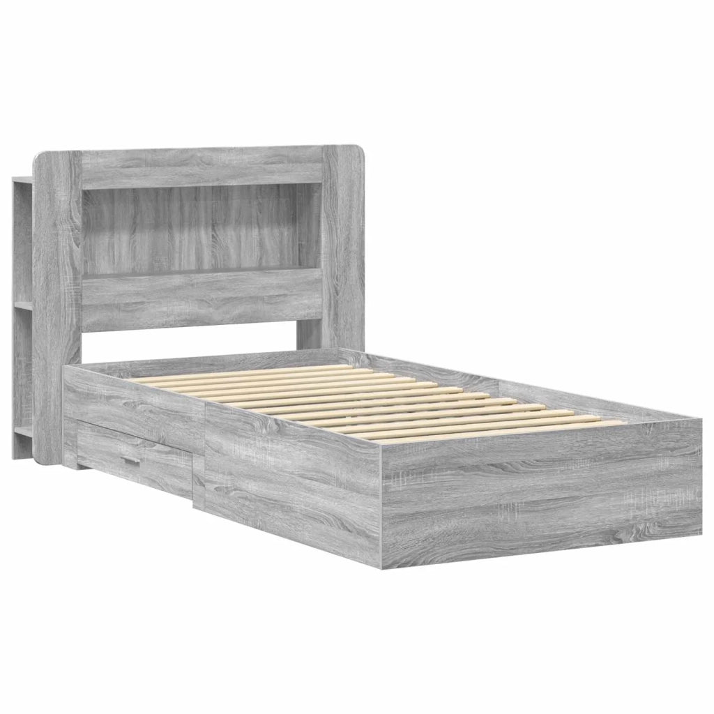 Telaio del letto con storage Sonoma grigio 75 x 190 cm