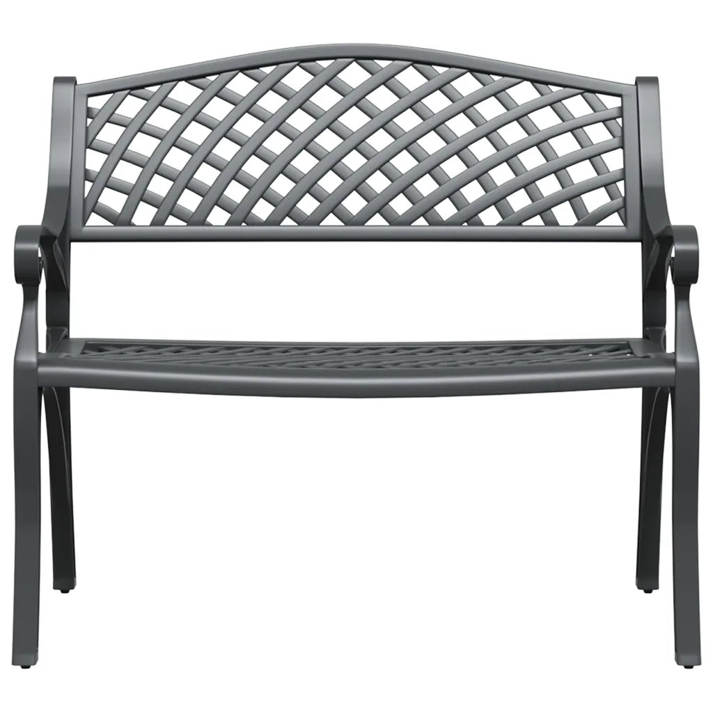 Panchina da Giardino 102 cm in Alluminio Pressofuso Nero