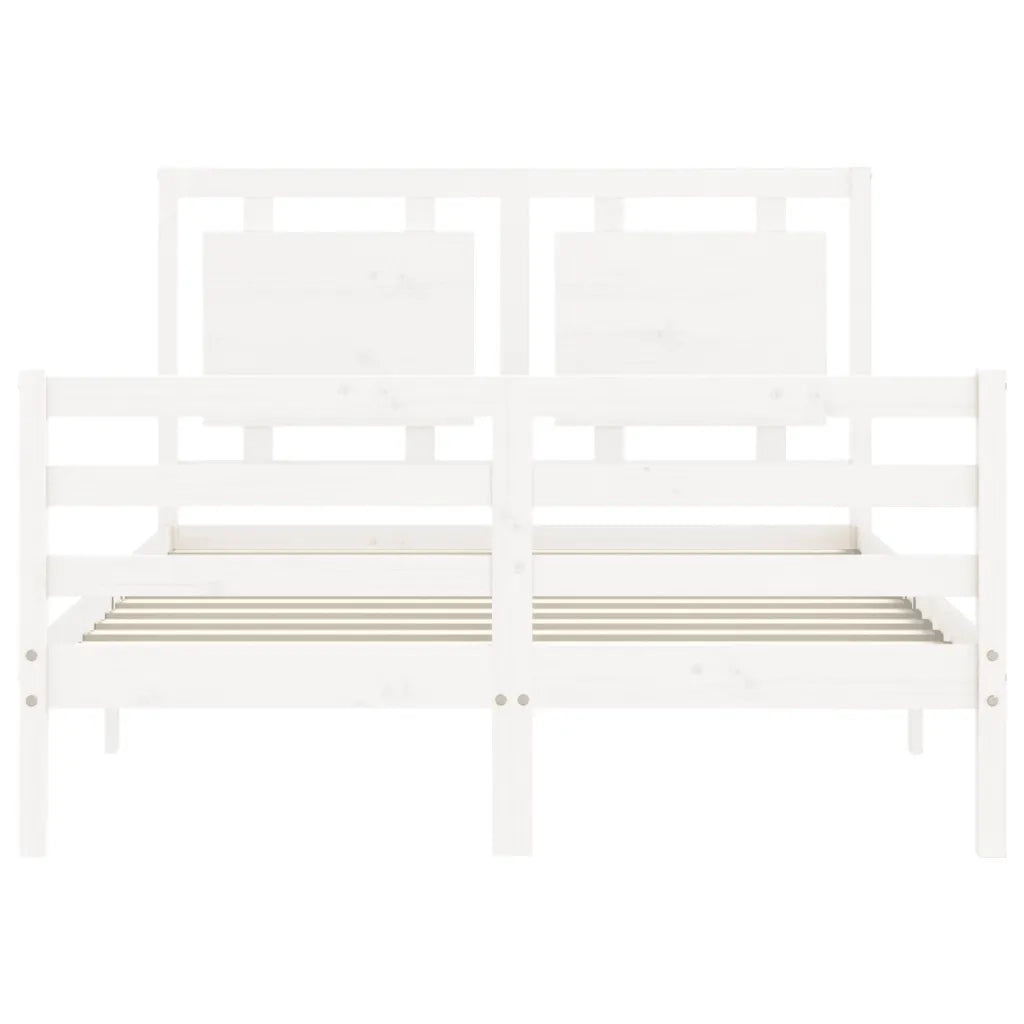 Giroletto con Testiera-Struttura Letto con testiera Bianco 120x200 cm in Legno Massello 156708