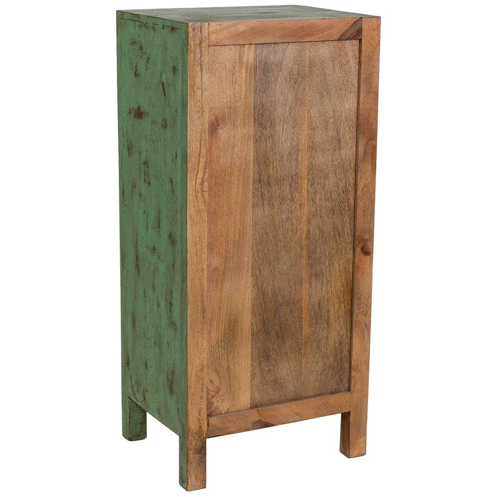 Cassettiera in legno verde fatta a mano 50x40x110h cm