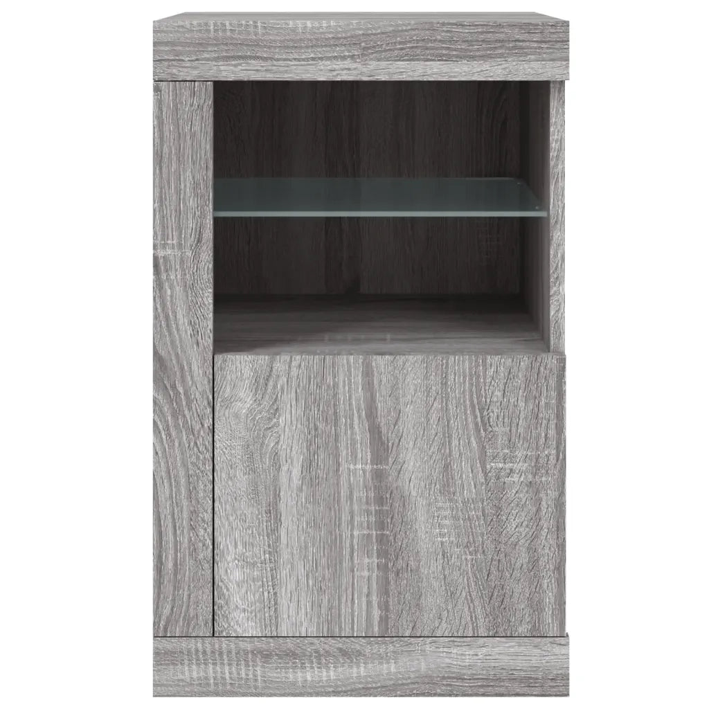 Armadietti con Luci LED 2pz Grigio Sonoma in Legno Multistrato 836641