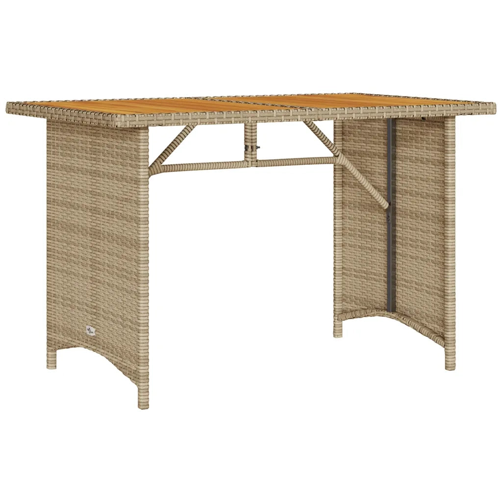 Tavolo da Giardino Piano in Legno Beige 110x68x70 cm Polyrattan 366357