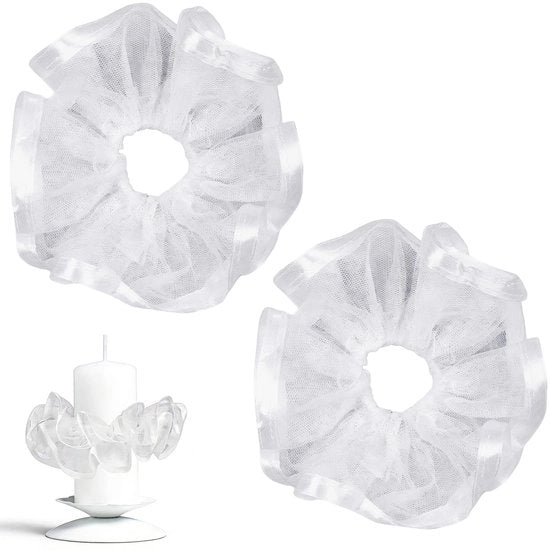 Decorazione per Commiato 2 pezzi - Cattura Gocce di Tule - Protezione Decorativa - Commiato per Matrimonio - Protezione Anti-sperma - 15 cm